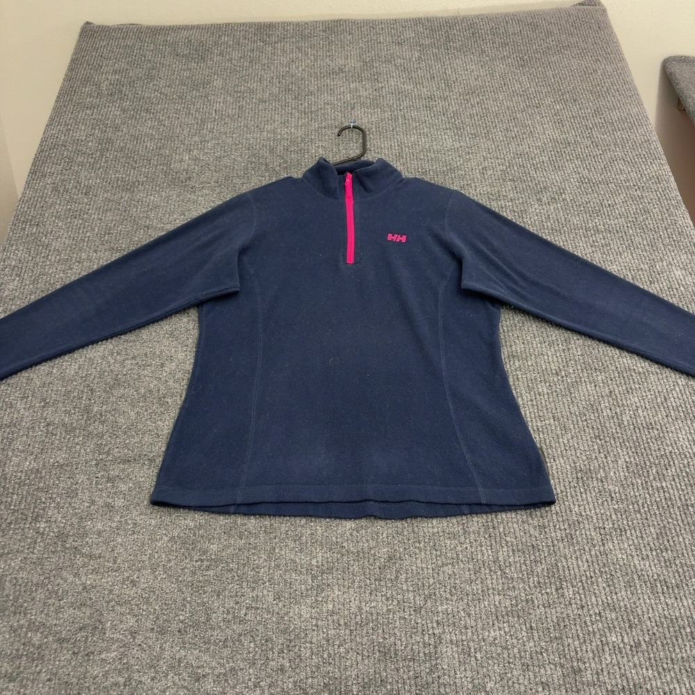 Helly Hansen Fleece Pullover Womens L Navy Polyester Quarter Zip Mock Neck Style
